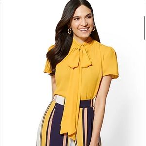 Mock Neck Bow Blouse